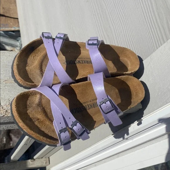 Birkenstock Women's Lavender Sandals with Blue Buckles - Picture 2 of 8